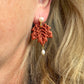 Rust-Orange Folk Art Maple Leaf with Pearl Polymer Clay Earrings