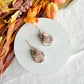 Brown Plaid with Leaf Polymer Clay Earrings