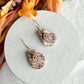 Brown Plaid with Leaf Polymer Clay Earrings