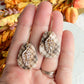 Brown Plaid with Leaf Polymer Clay Earrings