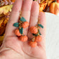 Mini Pumpkin and Leaf Cluster Polymer Clay Earrings