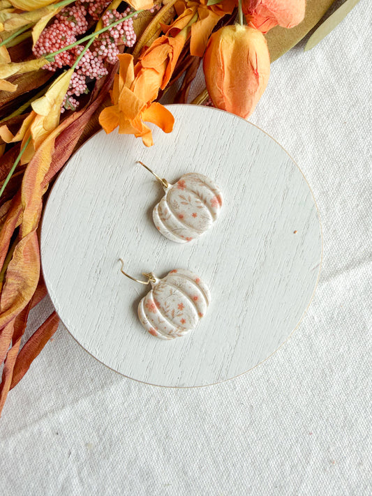 Cottagecore Floral Pumpkin Polymer Clay Earrings