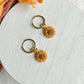 Interchangeable Sunflower Charm Huggie Polymer Clay Earrings