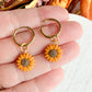 Interchangeable Sunflower Charm Huggie Polymer Clay Earrings