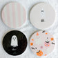 Pinkoween Pumpkin and Ghost Beverage Coasters | Set of 4 Table Coasters