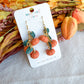Mini Pumpkin and Leaf Cluster Polymer Clay Earrings
