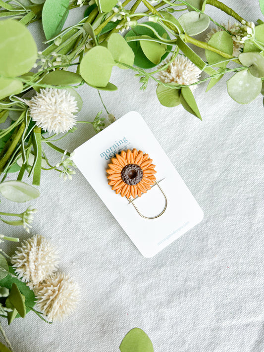 Sunflower Polymer Clay Paper Clip Bookmark