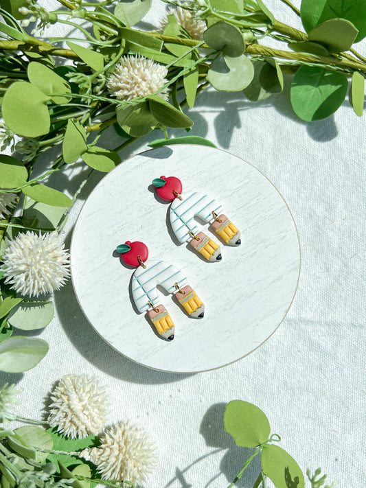 Pencil and Paper Arch Polymer Clay Earrings | Teacher Earrings | Back to School Earrings |  Teacher Gift
