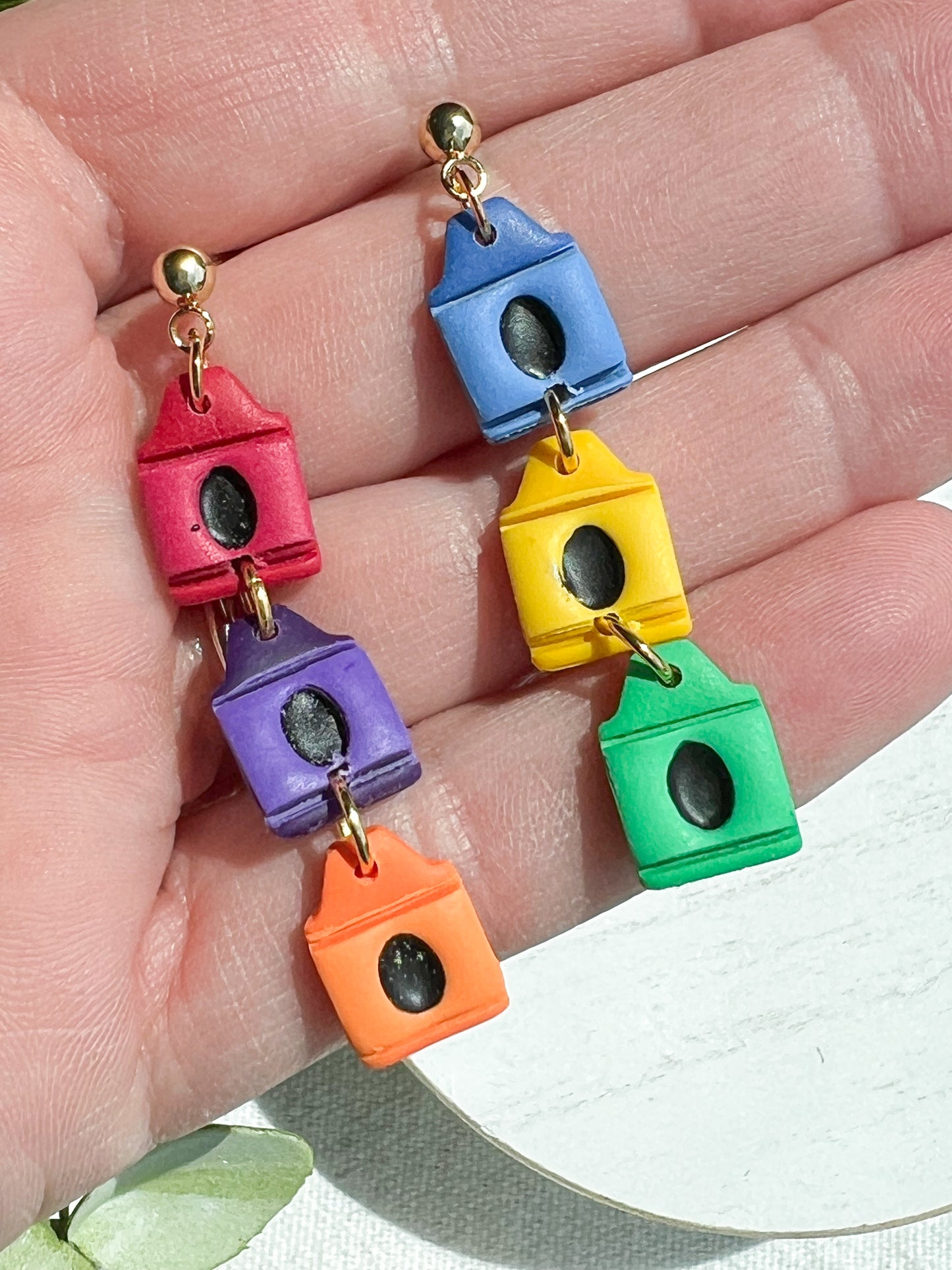 Rainbow Crayon Polymer Clay Earrings | Teacher Earrings | Back to School Earrings |  Teacher Gift