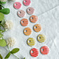 Bright Pink and Peach Striped Interchangeable Clay Disc Charms (hoops sold separately)