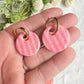 Bright Pink and Peach Striped Interchangeable Clay Disc Charms (hoops sold separately)