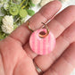 Bright Pink and Peach Striped Interchangeable Clay Disc Charms (hoops sold separately)