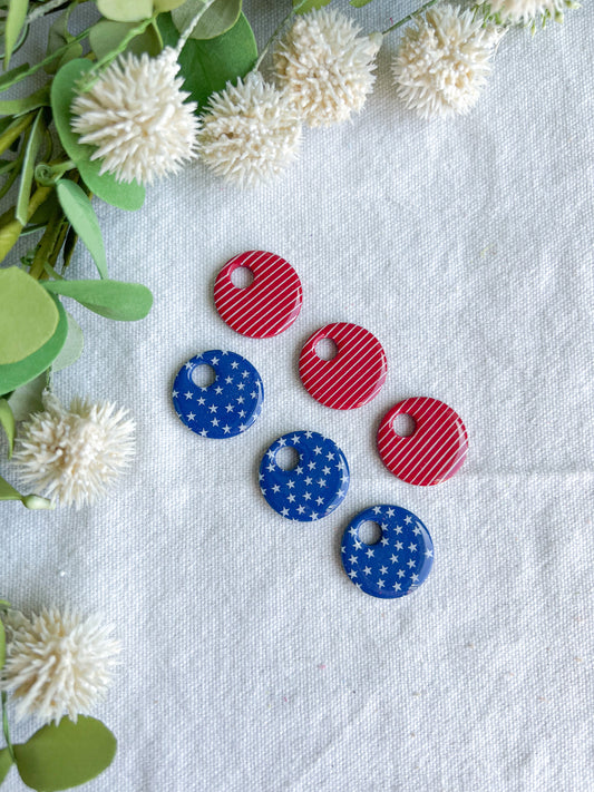 Stars and Stripes Interchangeable Clay Disc Charms (hoops sold separately)