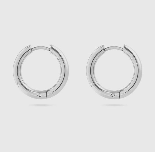 Silver Chunky Hinged Hoops