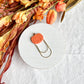 Floral Embossed Pumpkin Bookmark | Polymer Clay Paper Clip Bookmark