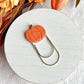 Floral Embossed Pumpkin Bookmark | Polymer Clay Paper Clip Bookmark