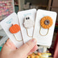 Floral Embossed Pumpkin Bookmark | Polymer Clay Paper Clip Bookmark