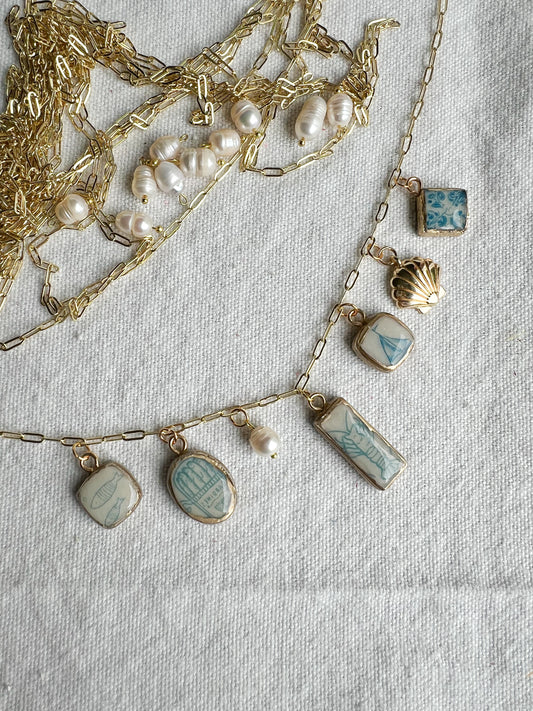 Nautical Themed Polymer Clay Charm Necklace