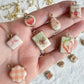 Strawberry Themed Transfer Paper Designed Polymer Clay Necklace Charms (Charms Only)