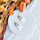 Floral Embossed Ghost Polymer Clay Earrings with Gold Bow Posts (Copy)