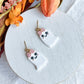 Floral Embossed Ghost Polymer Clay Earrings with Gold Bow Posts (Copy)