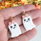 Floral Embossed Ghost Polymer Clay Earrings with Gold Bow Posts (Copy)