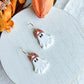 Boho Beanie Hat Ghost Polymer Clay Earrings