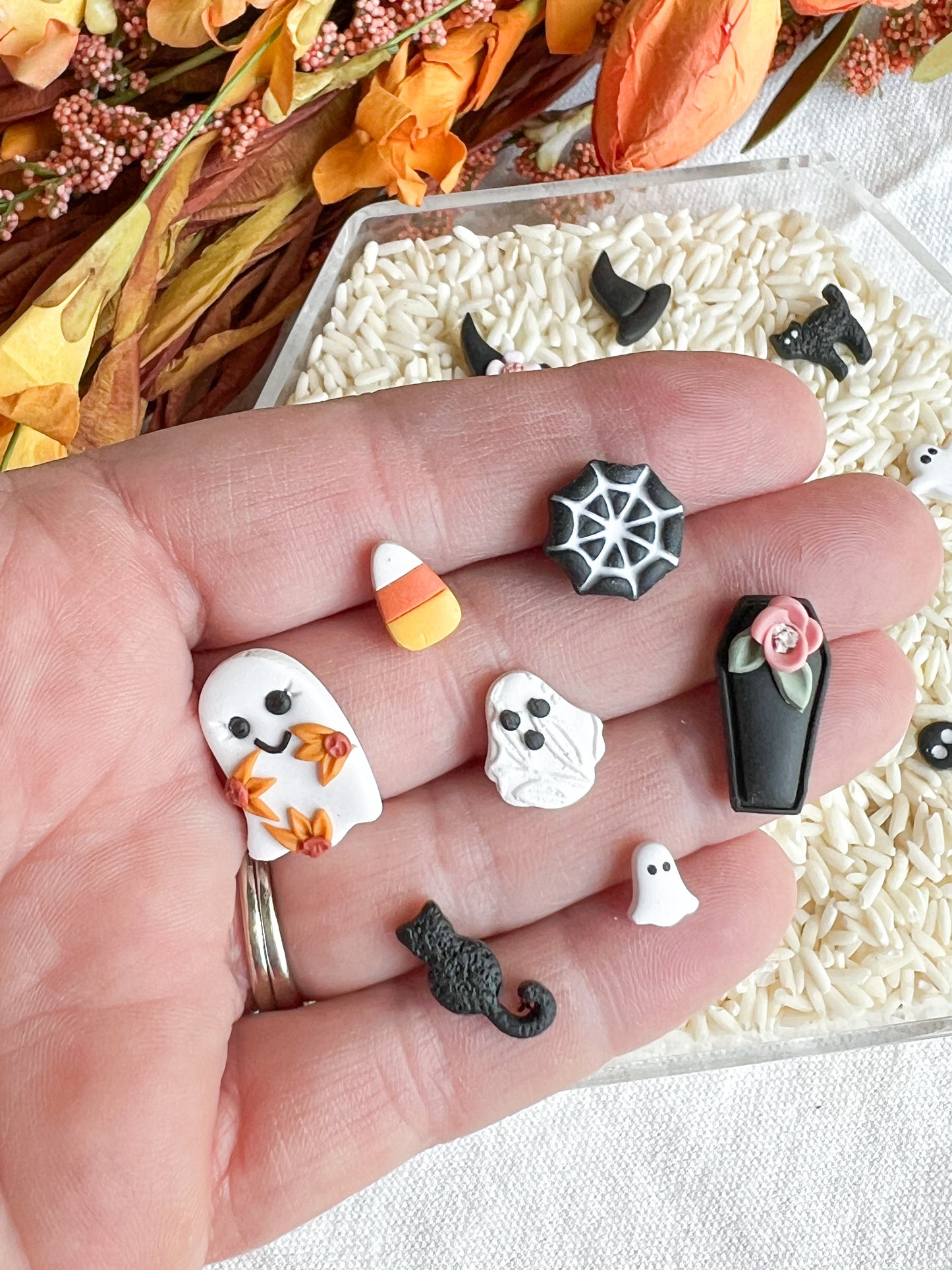 Halloween Polymer Clay Studs | Bat Studs | Candy Corn Studs | Ghost Studs | Boho Ghost Studs | Witch Hat Studs