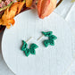 Green Fall Colored Leaf Polymer Clay Hoops