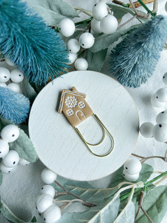 Gingerbread House Bookmark | Polymer Clay Paper Clip Bookmark