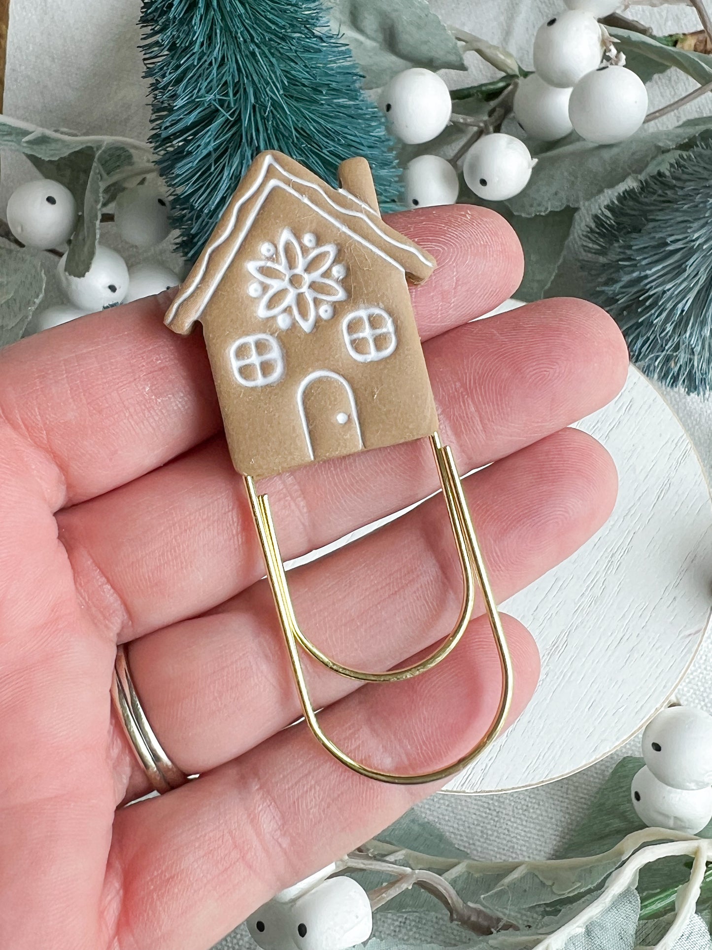 Gingerbread House Bookmark | Polymer Clay Paper Clip Bookmark