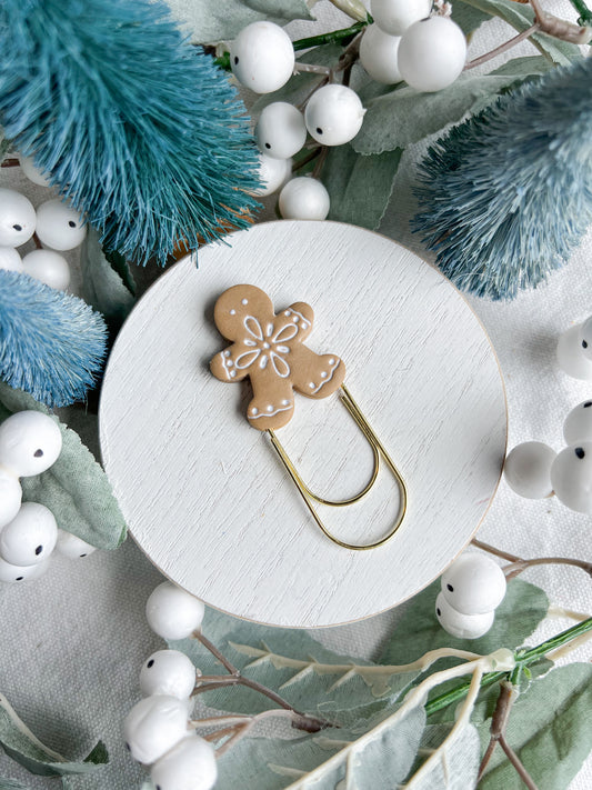 Gingerbread Man Bookmark | Polymer Clay Paper Clip Bookmark