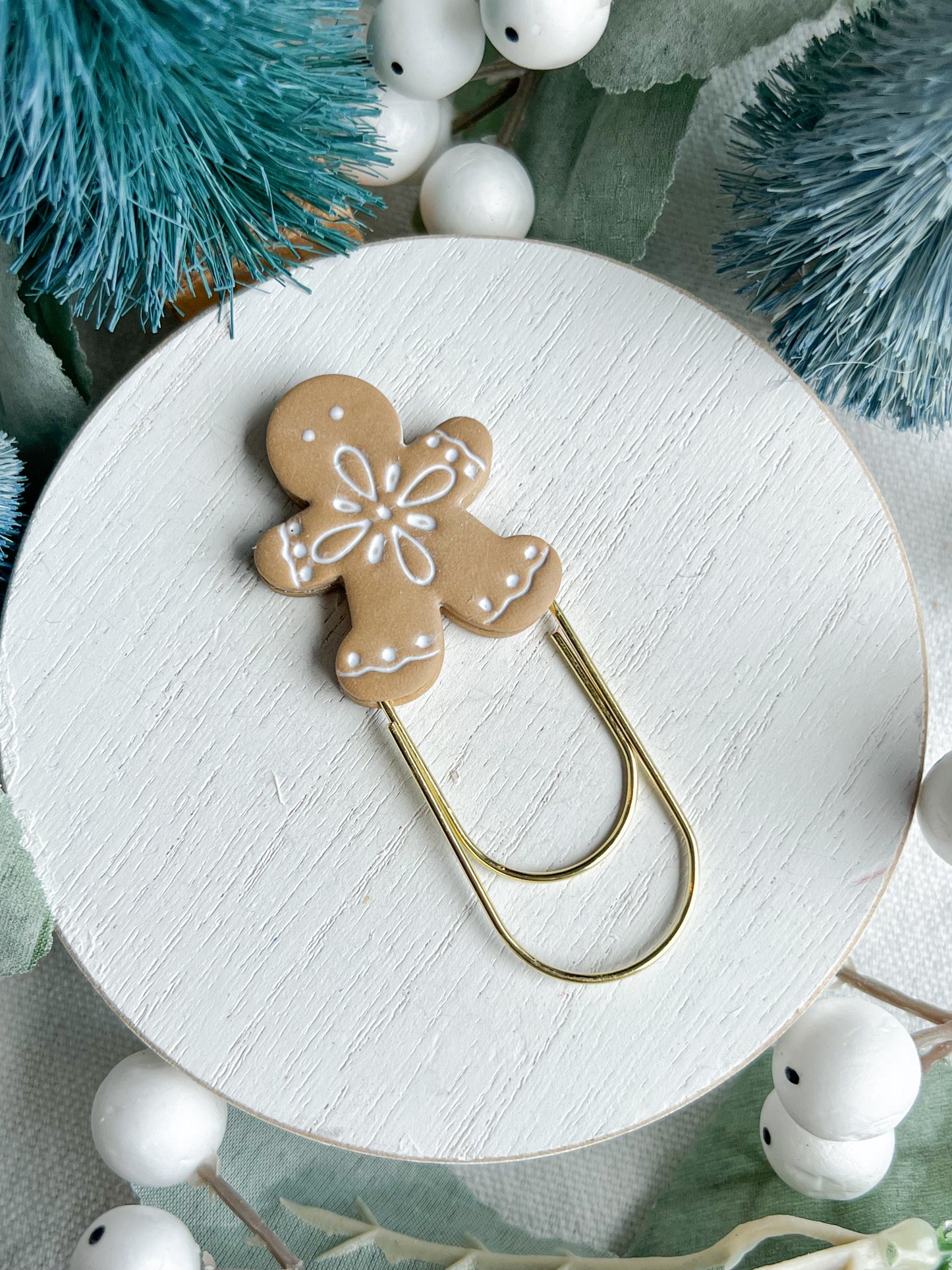 Gingerbread Man Bookmark | Polymer Clay Paper Clip Bookmark