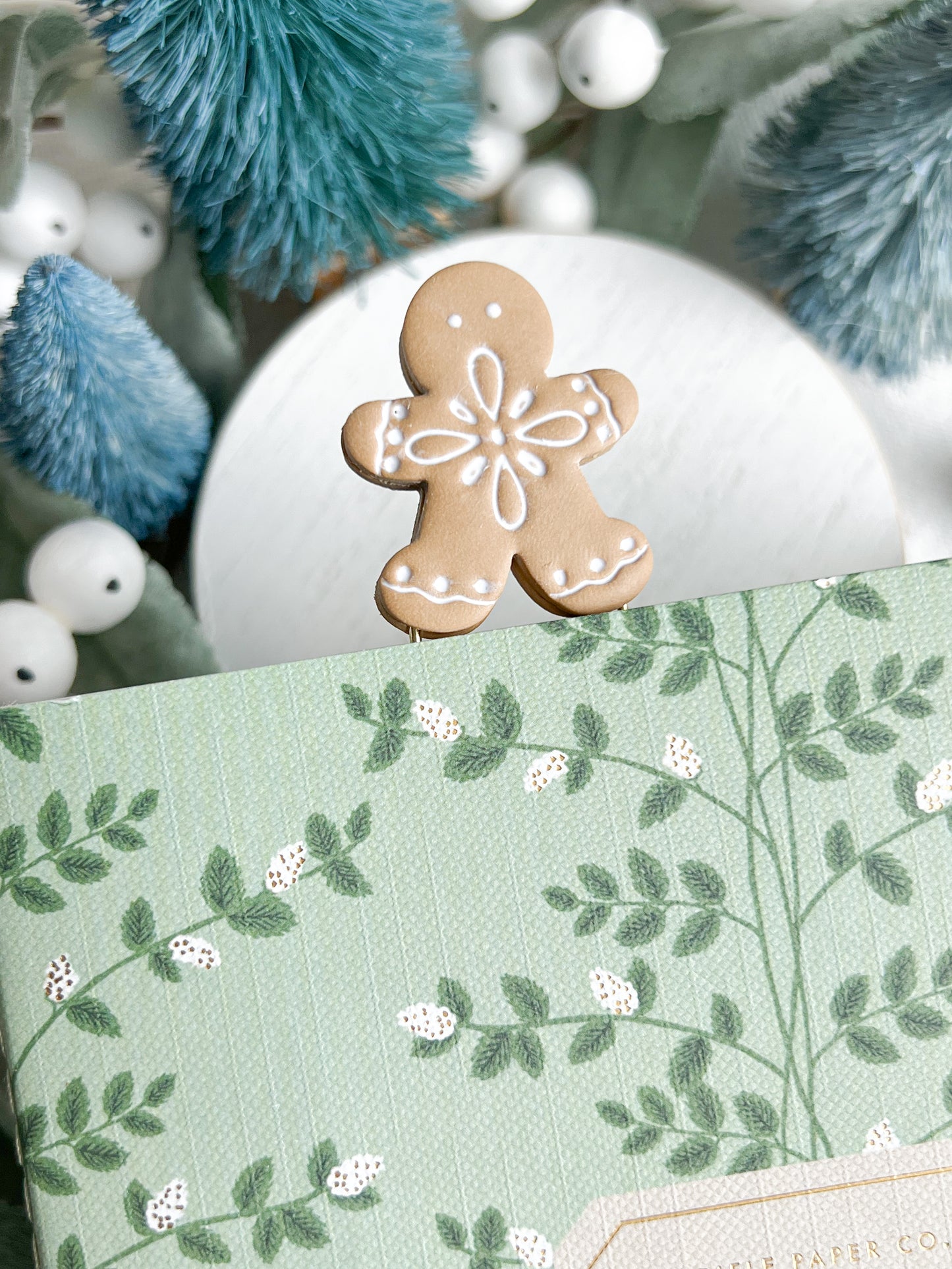 Gingerbread Man Bookmark | Polymer Clay Paper Clip Bookmark