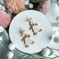 Gingerbread Girl in Pink Floral Dress Polymer Clay Earrings