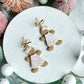 Gingerbread Girl in Pink Floral Dress Polymer Clay Earrings