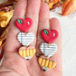 Apple, Paper Pencil Heart Polymer Clay Earrings | Teacher Earrings | Back to School Earrings |  Teacher Gift