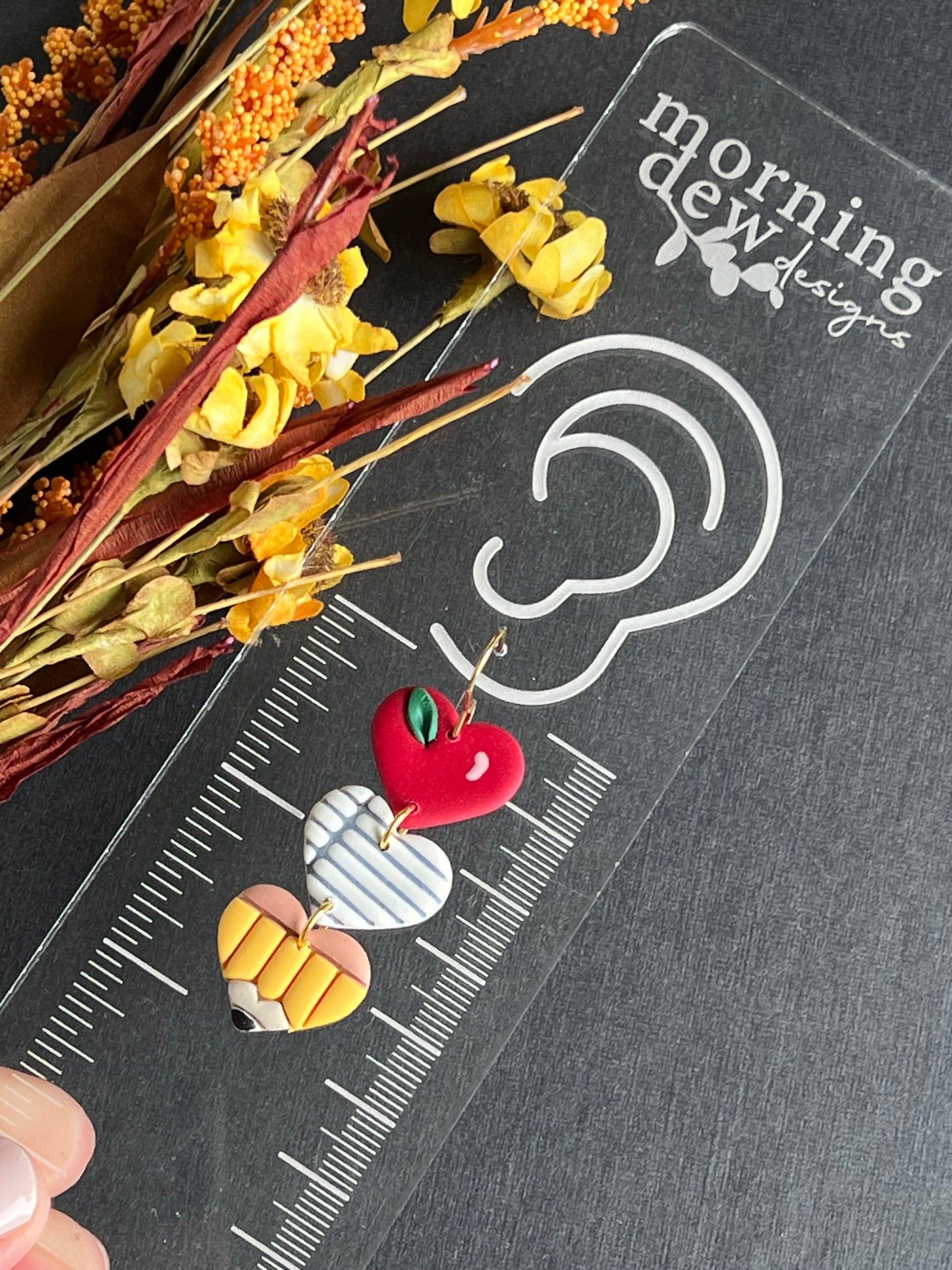 Apple, Paper Pencil Heart Polymer Clay Earrings | Teacher Earrings | Back to School Earrings |  Teacher Gift