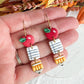 Apple, Paper Pencil Polymer Clay Earrings | Teacher Earrings | Back to School Earrings |  Teacher Gift