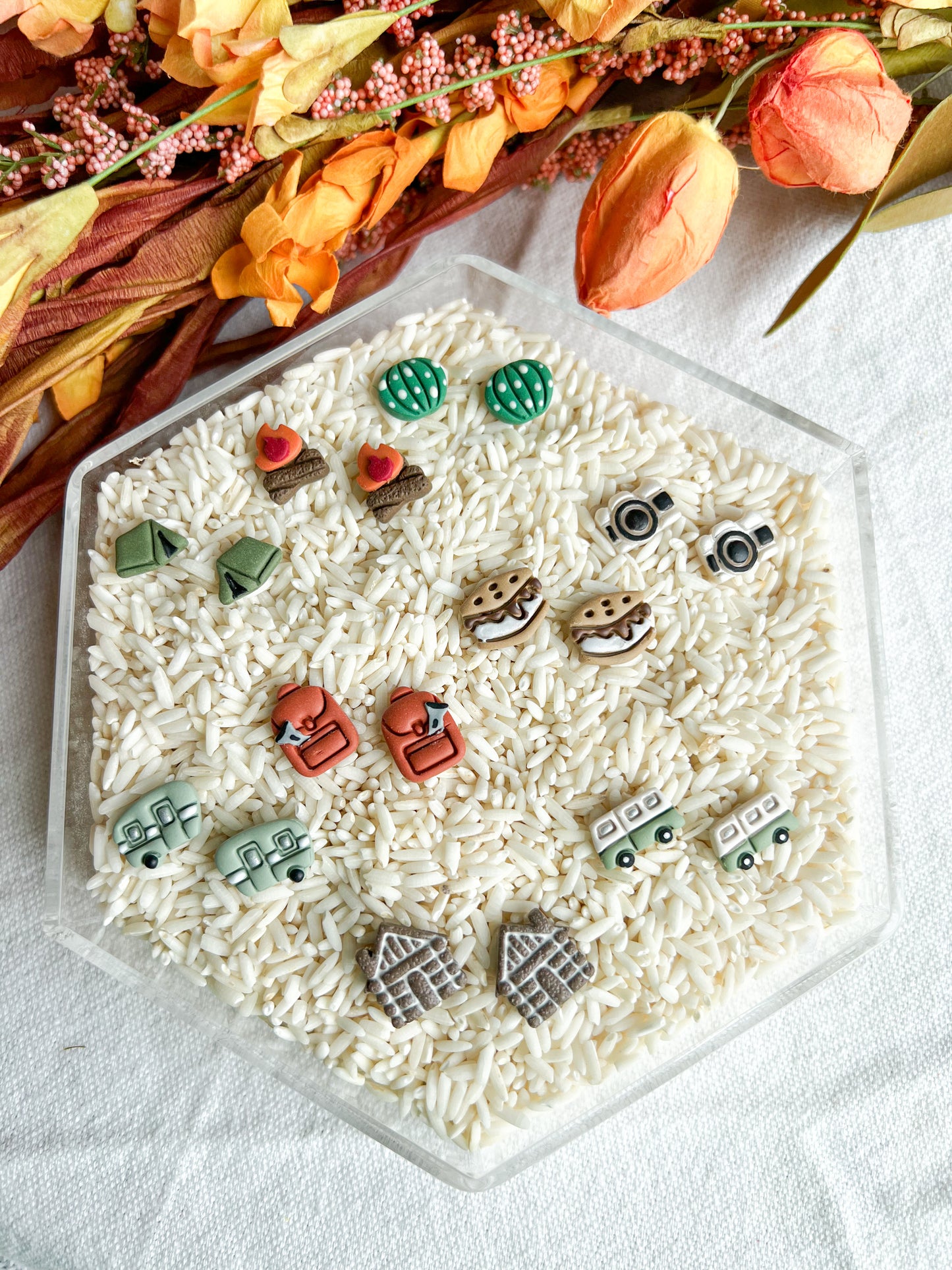 Fall Camping Polymer Clay Studs