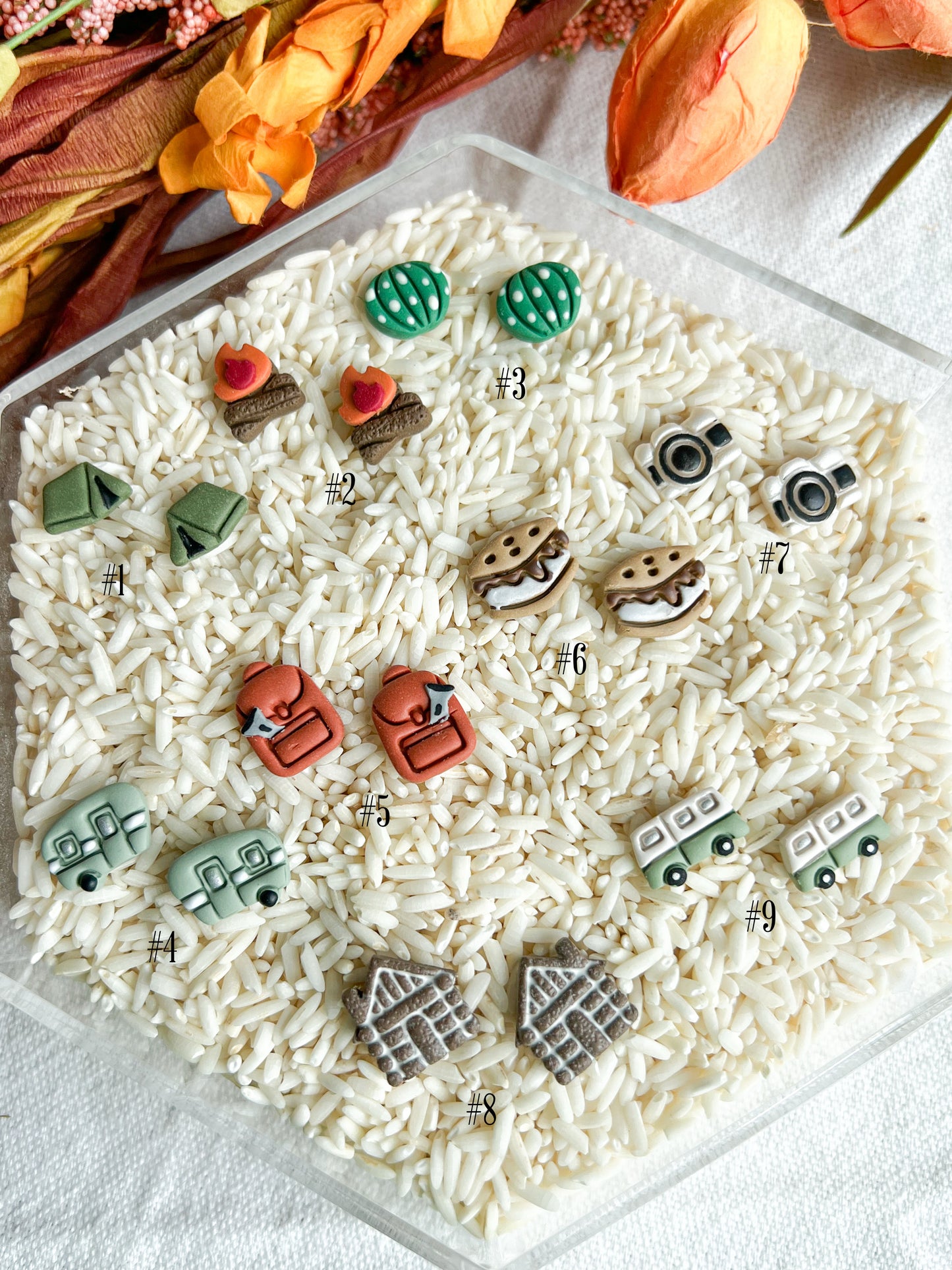 Fall Camping Polymer Clay Studs