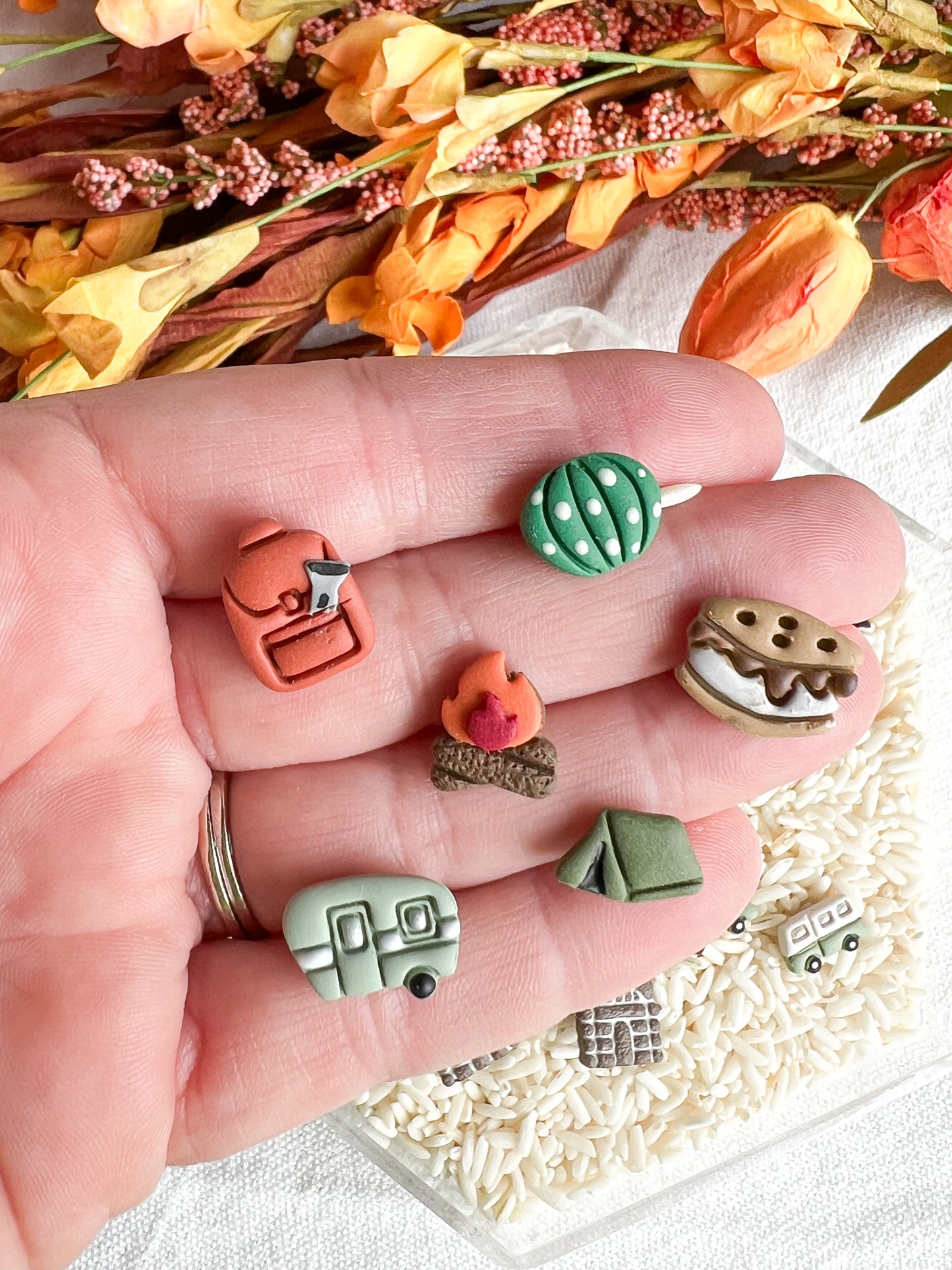 Fall Camping Polymer Clay Studs