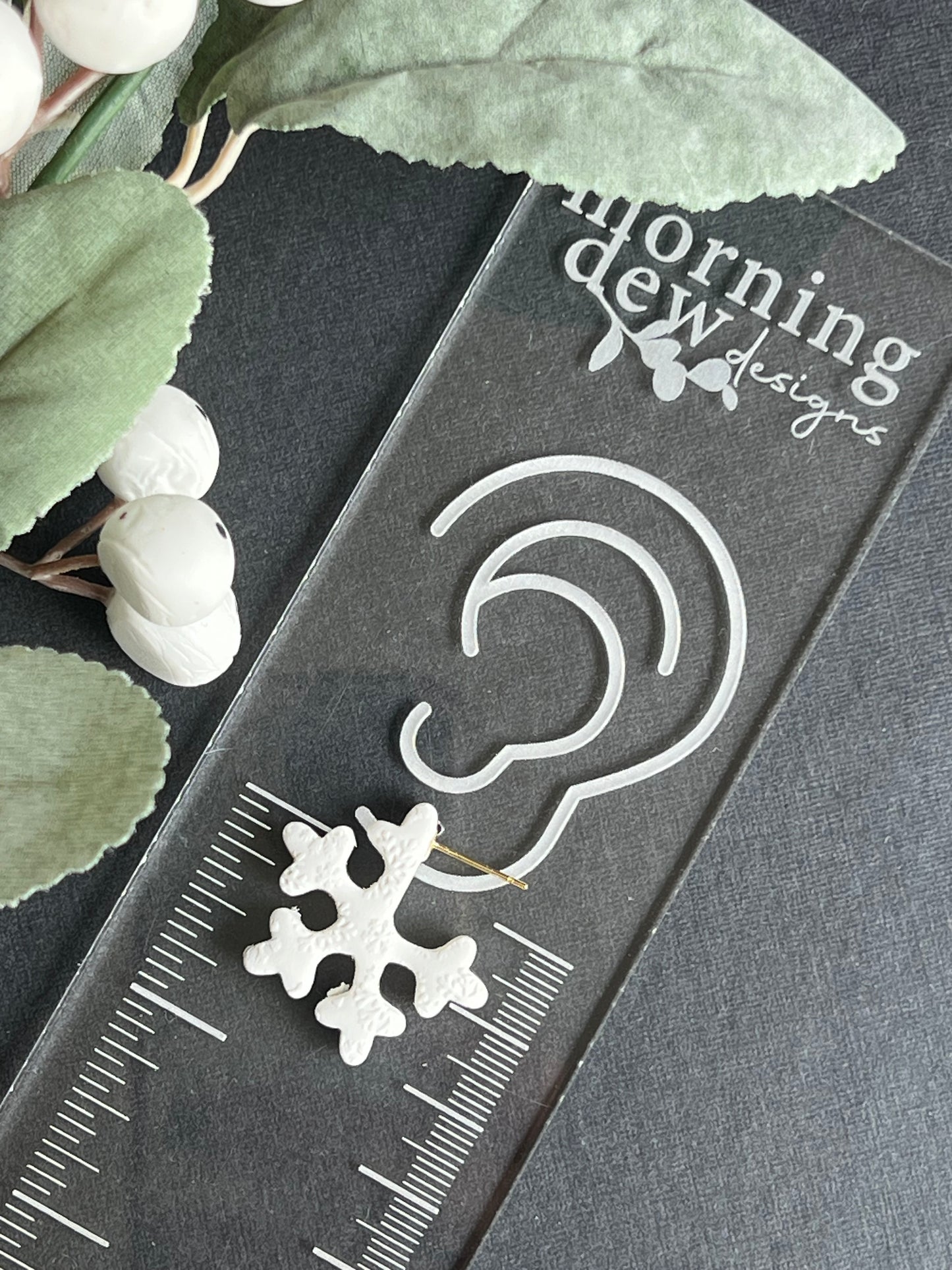 Mini Snowflake Embossed Snowflake Polymer Clay Hoops