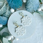 Embossed Snowflake with Pearl Stud Polymer Clay Earrings