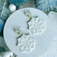 Embossed Snowflake with Pearl Stud Polymer Clay Earrings