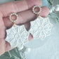 Embossed Snowflake with Pearl Stud Polymer Clay Earrings