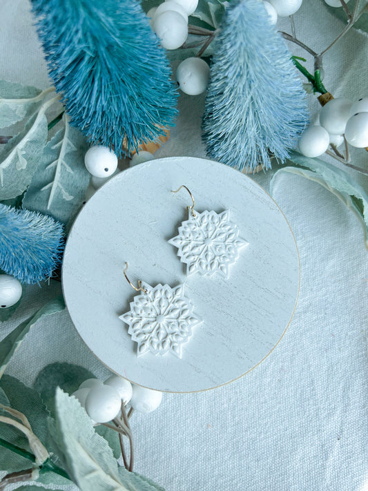 Scandinavian Winter White Snowflake Dangles