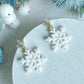 Embossed Snowflake with Crystal Stud Polymer Clay Earrings