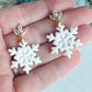 Embossed Snowflake with Crystal Stud Polymer Clay Earrings