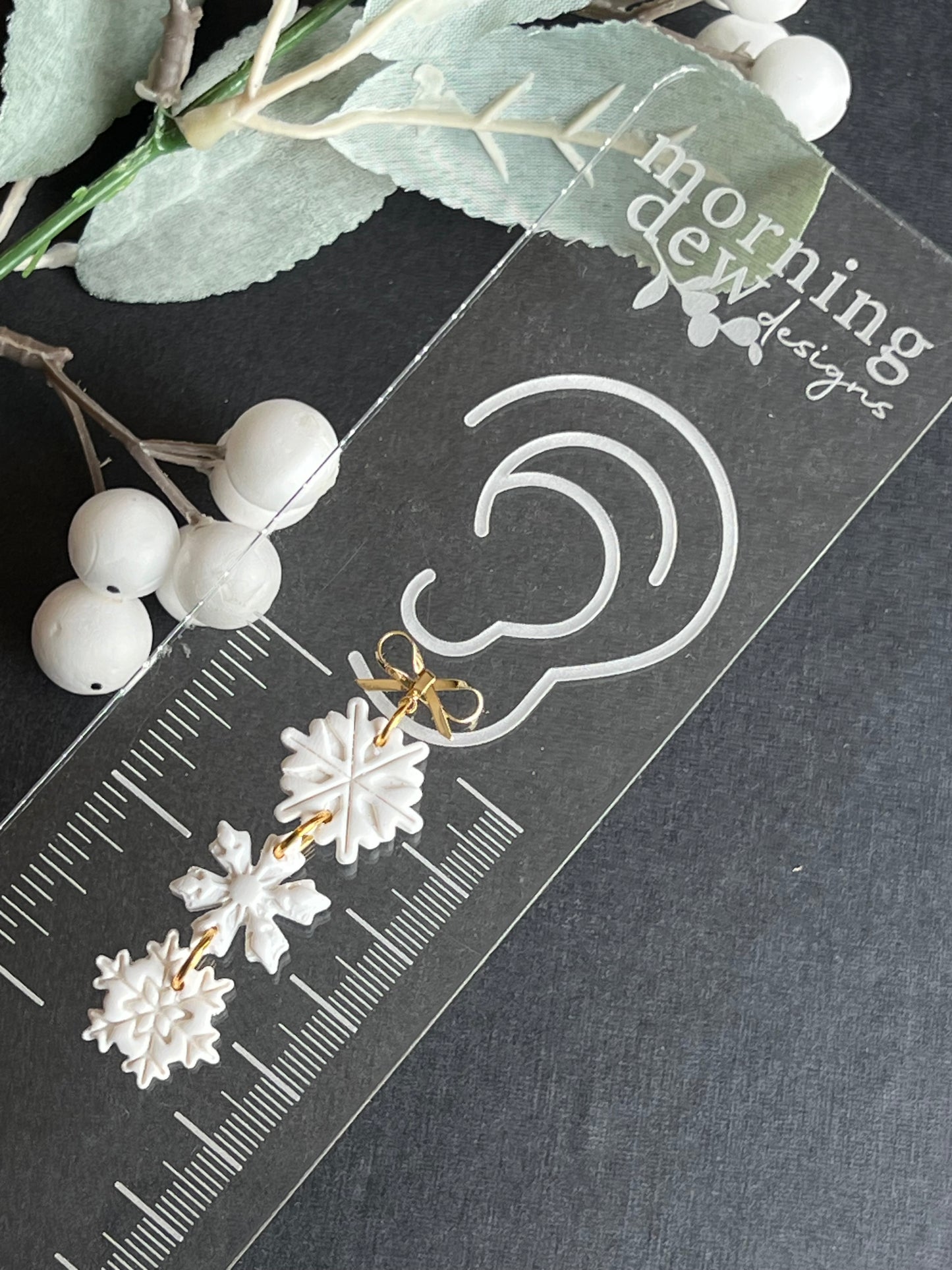Three Tiered Snowflake Polymer Clay Earrings